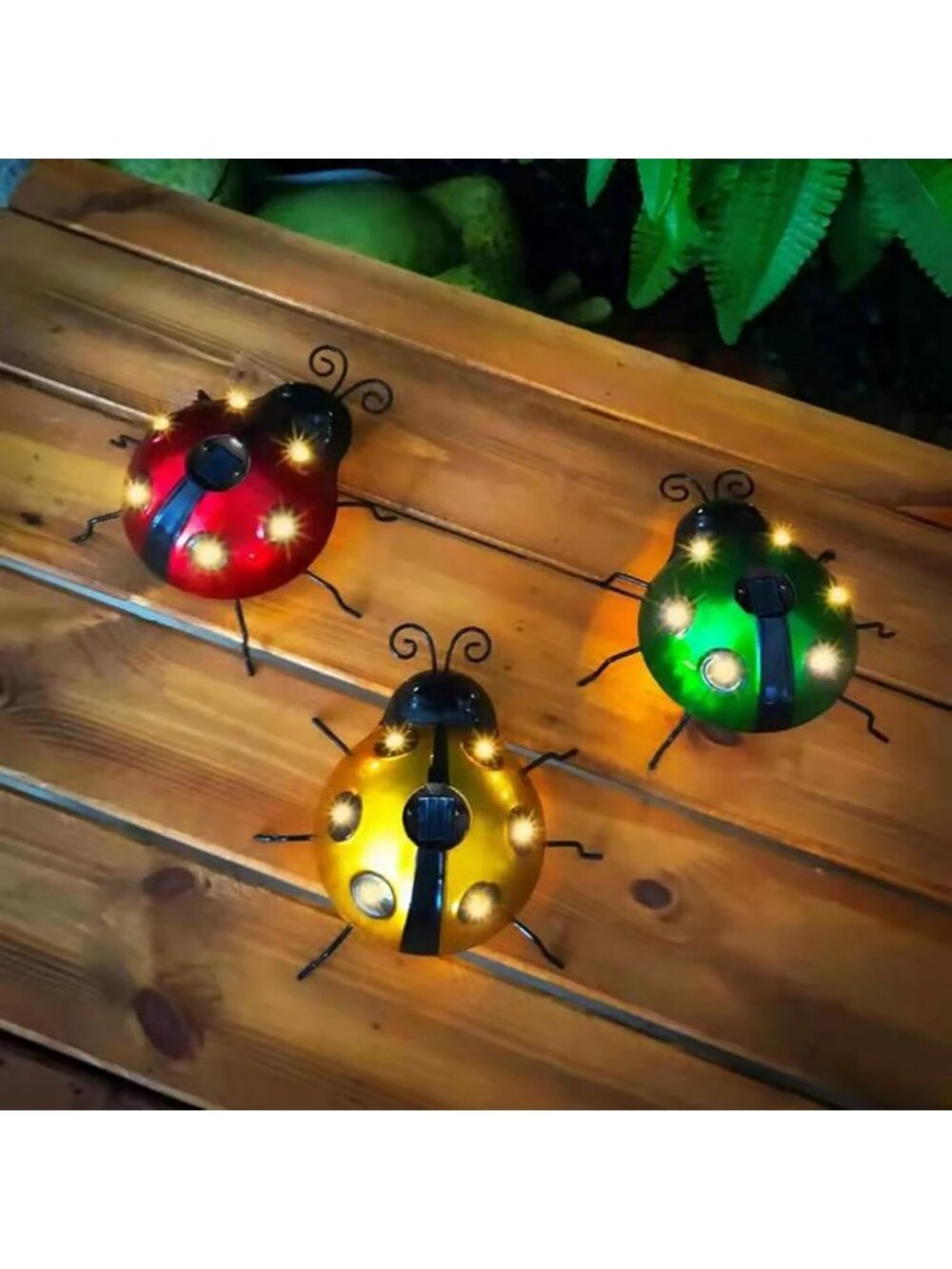 Waterproof Solar Ladybug Garden Decor - Cute LED Wall Art for Patio & Lawn (3